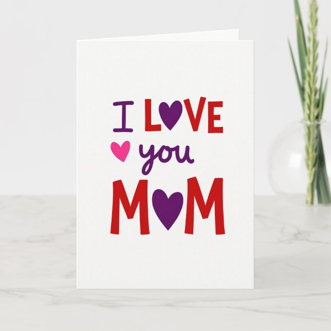 Jag älskar dig mamma hjärtdesignkort kort (Framsida)
