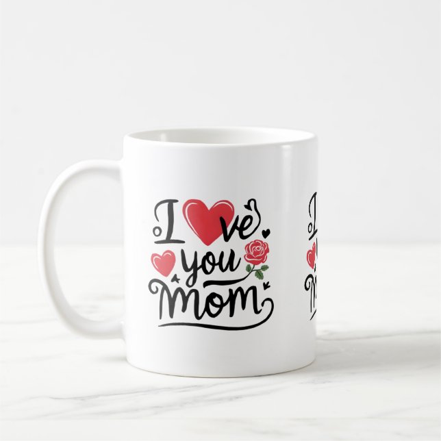 Jag älskar dig mamma hjärtlig barn design kaffemugg (Vänster)