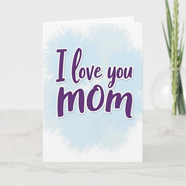 Jag älskar dig Mamma Lila Skriptkort Kort (Framsida)