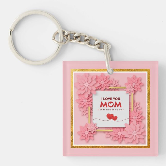 Jag älskar dig mamma mors dag blommig och guld (Framsidan)