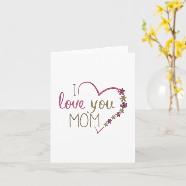 Jag älskar dig mamma  Mors dag Kort (Gul blomma)
