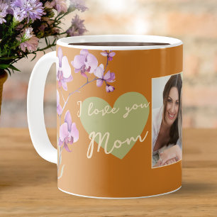 Jag älskar dig mamma Orange Salvia Hjärta Foto Kaffemugg