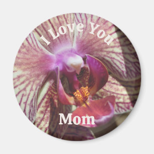Jag älskar dig mamma orkidéblomma på nära håll magnet