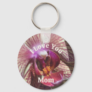 Jag älskar dig mamma orkidéblomma på nära håll nyckelring