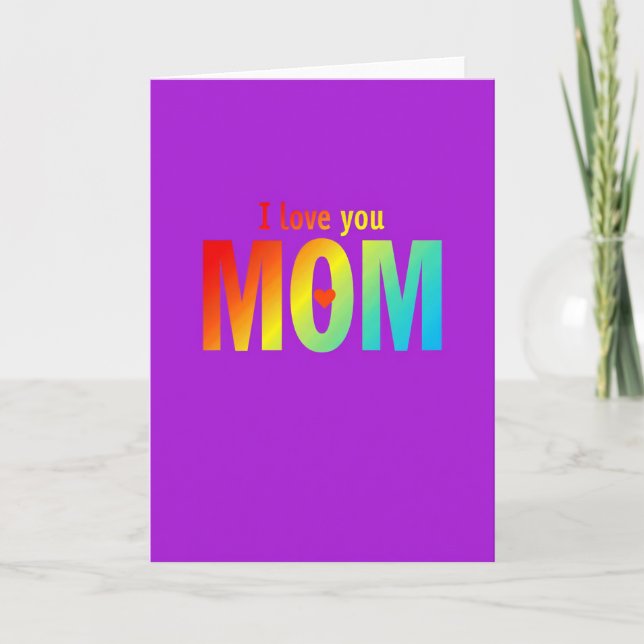Jag älskar dig Mamma Regnbågstextkort Kort (Framsida)