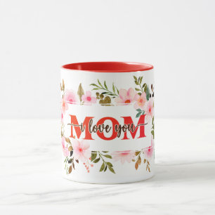 "Jag älskar dig MAMMA" Rosa akvarellrosor Mugg