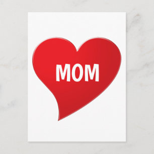 Jag älskar dig mamma, rött hjärta vitt vykort