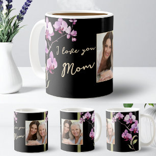Jag älskar dig mamma Svart orkidé Foto Kaffemugg