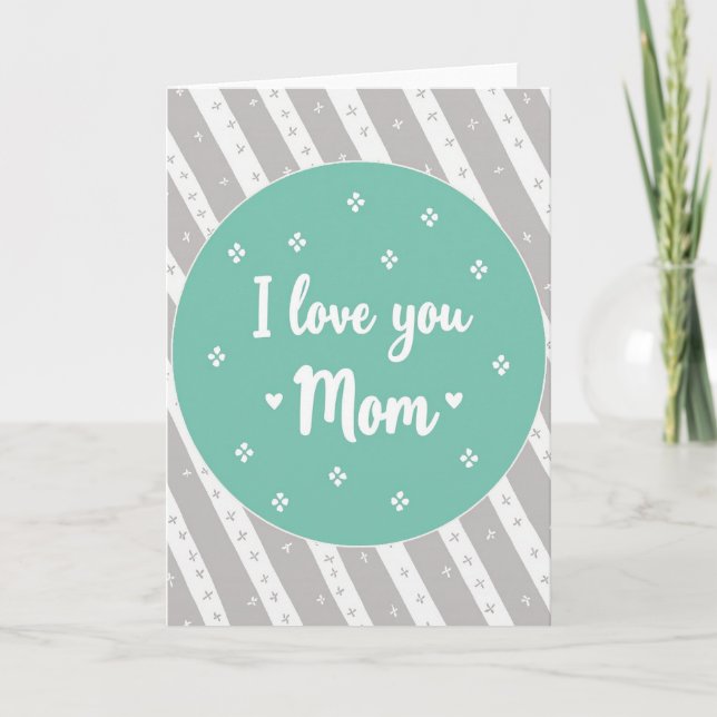 Jag älskar dig Mamma Teal Oval Kort (Framsida)