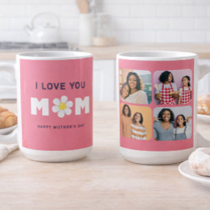 Jag älskar dig, mamma Tusensköns hjärta Mors dag - Kaffemugg