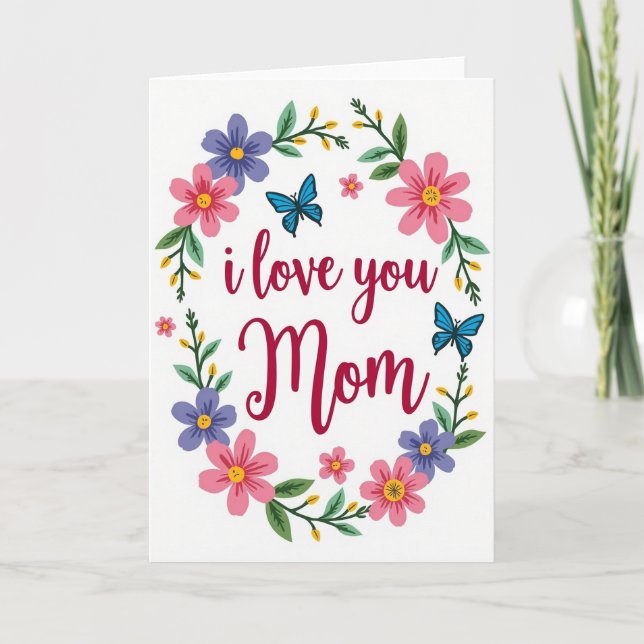 Jag älskar dig Mamma Vårkort Kort (Framsida)