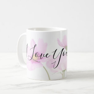 Jag älskar dig mammatypografi på bleken - rosa kaffemugg