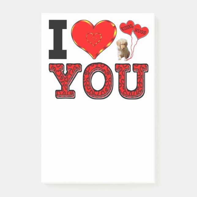 Jag älskar dig med kramar & kyssar post-it block (Framsida)