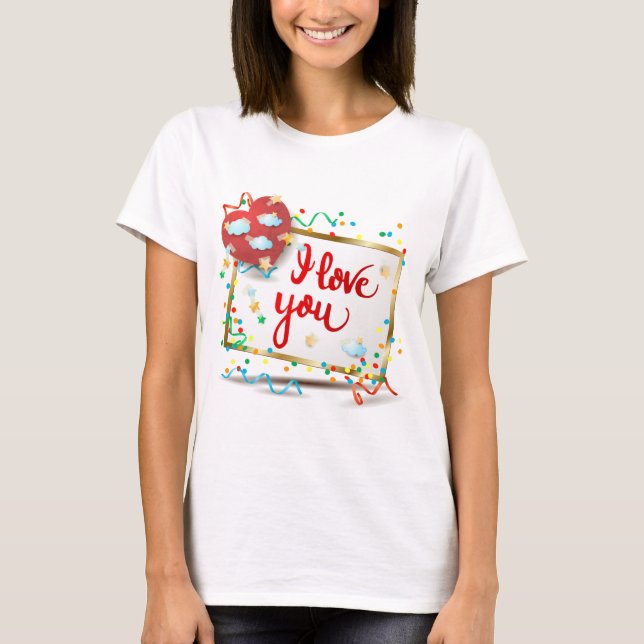 Jag älskar dig med rött hjärta t shirt (Framsida)