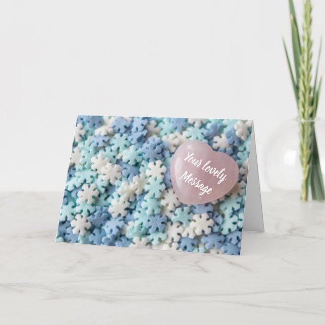 Jag älskar dig med underbara hjärtan och snöflingo helgkort (Framsida)