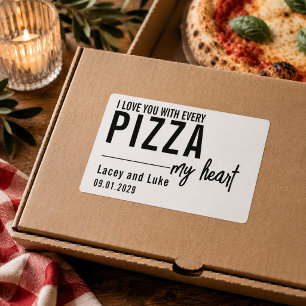 Jag älskar dig med varje pizza   Rolig pizzafest Rektangulärt Klistermärke