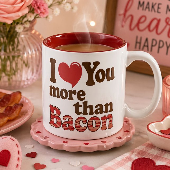 Jag älskar dig mer än bacon Två-Tonad mugg (Skapare uppladdad)