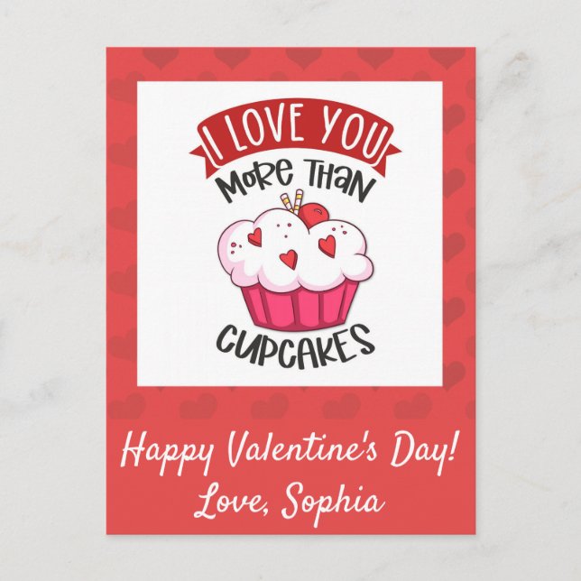 Jag älskar dig mer än cupcakes vykort (Framsida)