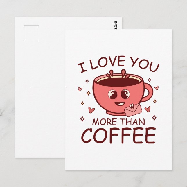 Jag älskar dig mer än kaffe vykort (Fram/baksida)