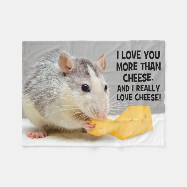 Jag älskar dig mer än osthusdjurråtta fleecefilt (Framsidan (Horisontell))