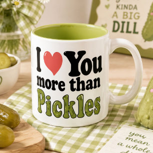 Jag älskar dig mer än pickles Två-Tonad mugg