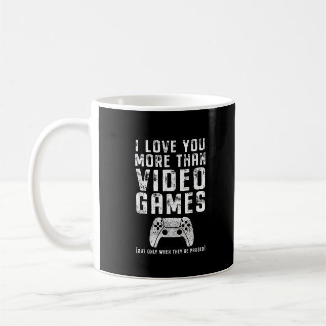 Jag älskar dig mer än tv-spel Gamerpresent  Kaffemugg (Vänster)