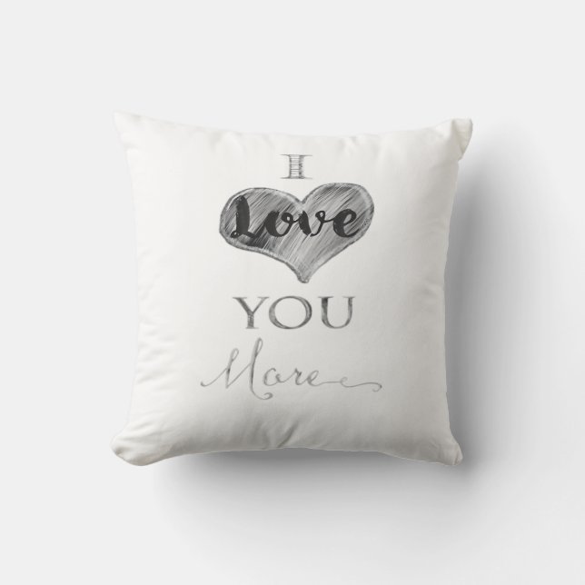 Jag älskar dig mer Chalkboard Heart Typography Kudde (Framsida)