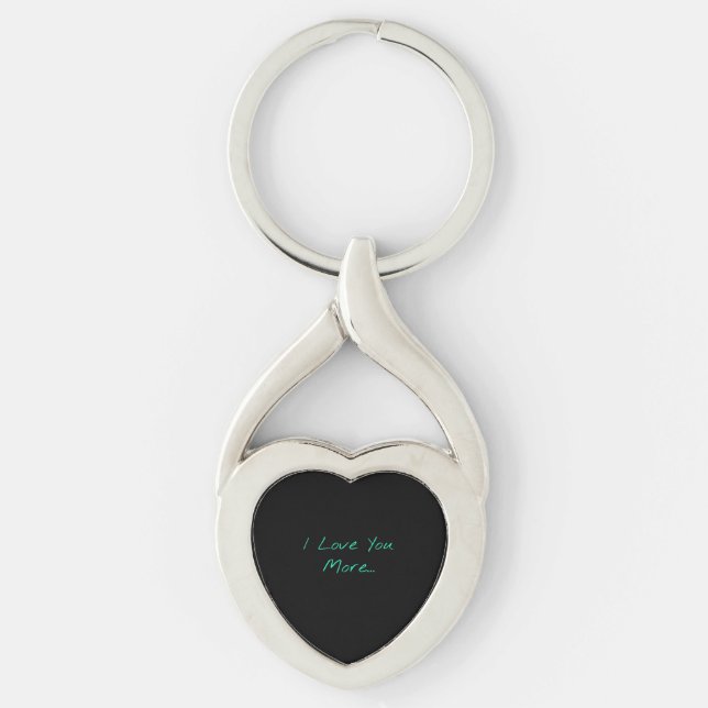 Jag älskar dig mer handskriven stil twisted heart silverfärgad nyckelring (Framsidan)