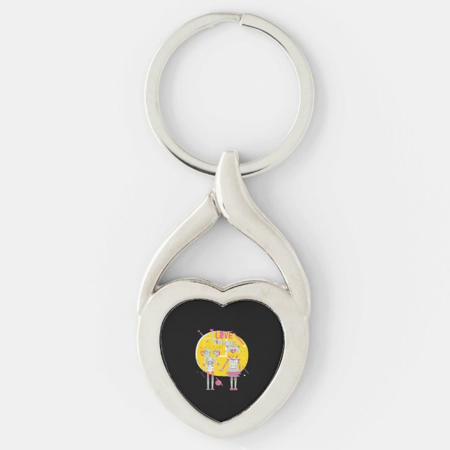 Jag älskar dig mer modern estetik  twisted heart silverfärgad nyckelring (Framsidan)