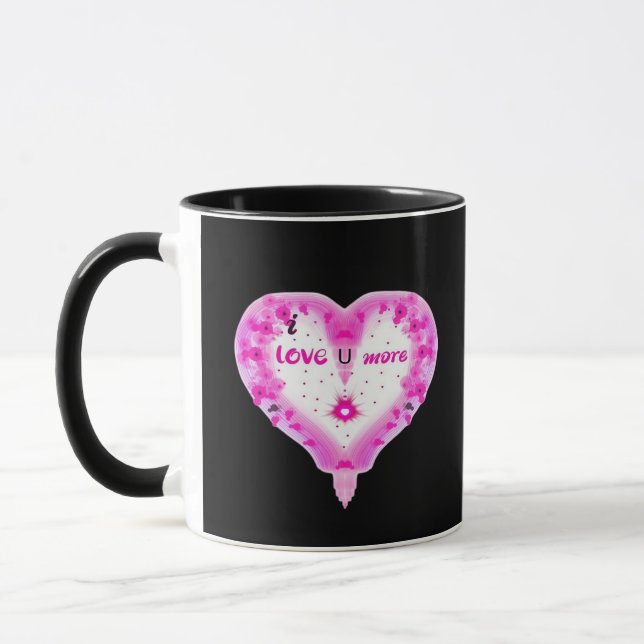 Jag älskar dig mer rosa hjärta romantisk  mugg (Vänster)