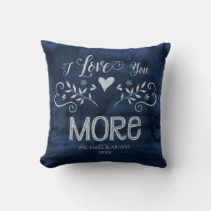 Jag älskar dig mer typografi farmhouse marin trä kudde
