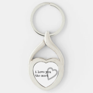 jag älskar dig mest moderna hjärta twisted heart silverfärgad nyckelring