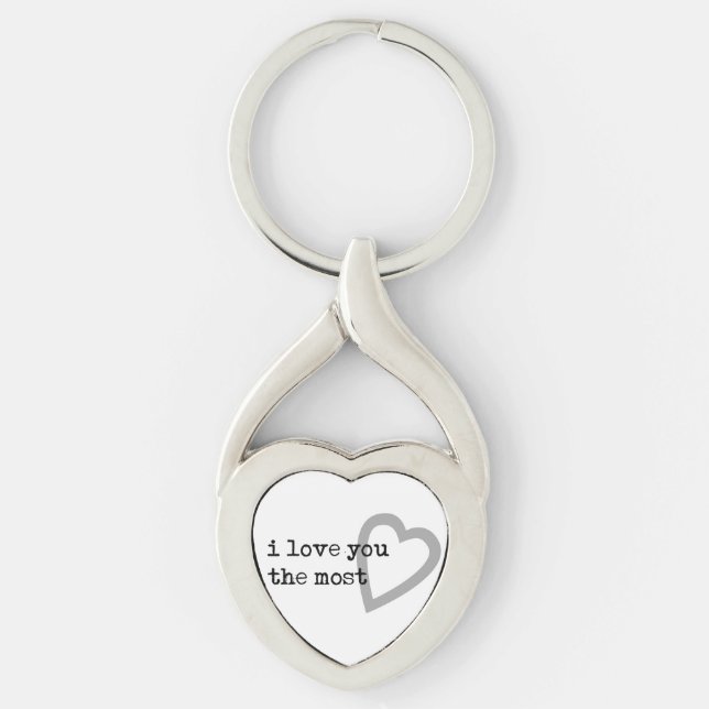 jag älskar dig mest moderna hjärta twisted heart silverfärgad nyckelring (Framsidan)