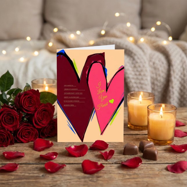 Jag älskar dig min hjärta abstrakt penseldrag julkort (Skapare uppladdad)