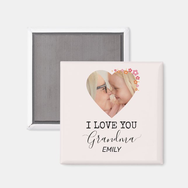 Jag älskar dig mormor | Personlig fotomagnet Magnet (Front/Back)