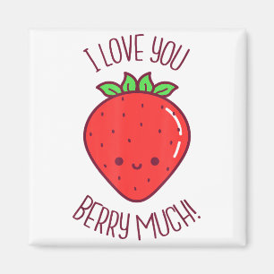 Jag älskar dig mycket kawaii jordgubbsvalentin magnet