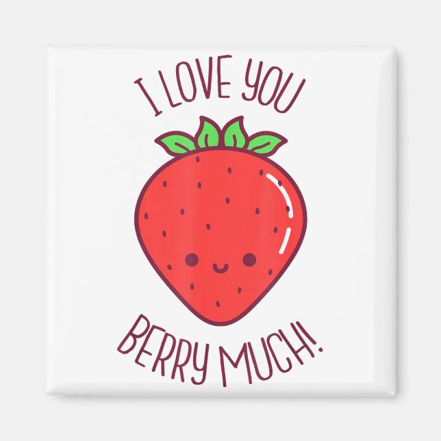 Jag älskar dig mycket kawaii jordgubbsvalentin magnet (Framsidan)