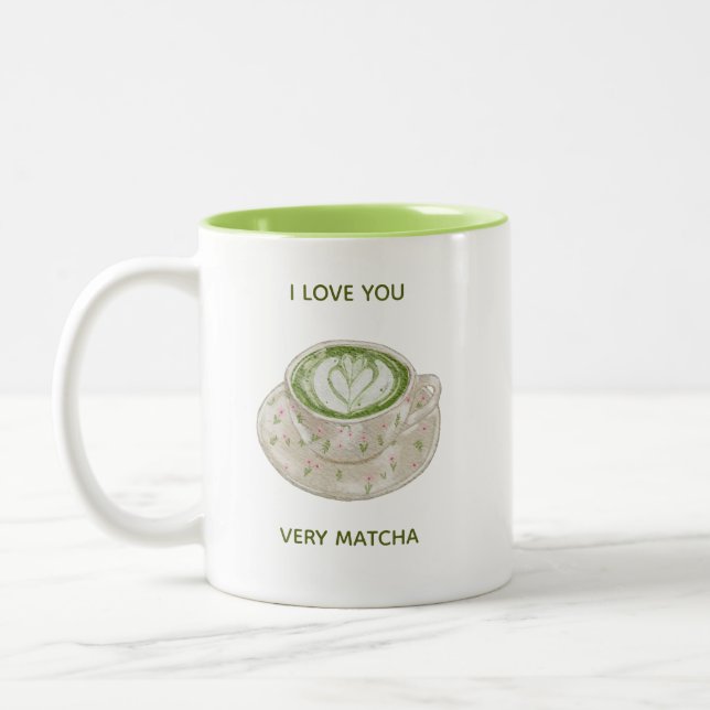 Jag älskar dig mycket Matcha Två-Tonad Mugg (Vänster)