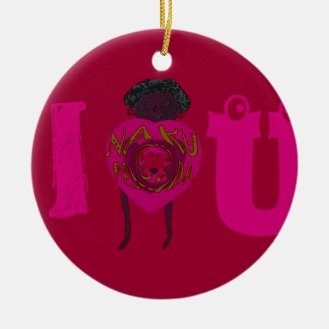 Jag älskar dig, Nakupenda Sana Glad Alla hjärtans  Julgransprydnad Keramik (Framsidan)