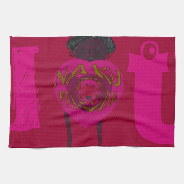 Jag älskar dig, Nakupenda Sana Glad Alla hjärtans  Kökshandduk (Horisontell)