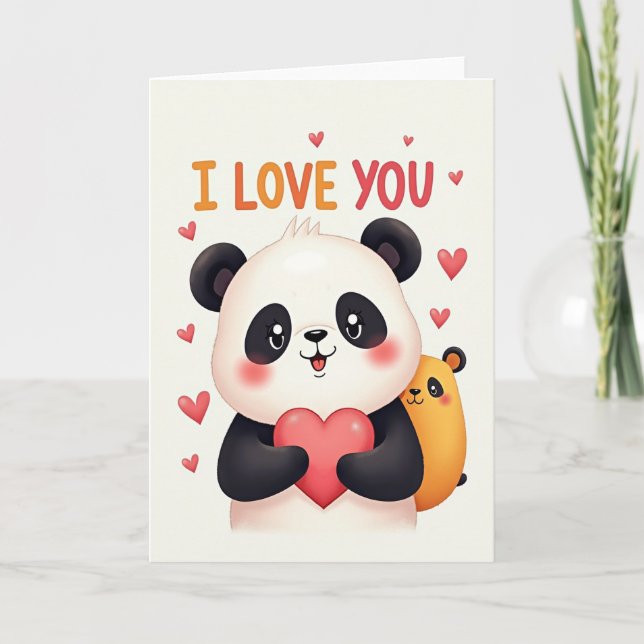 Jag älskar dig Panda-kort Kort (Framsida)