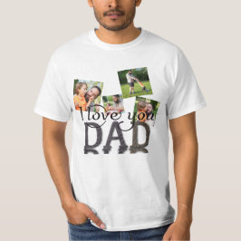 Jag älskar dig pappa 4 Foto Collage Rustik Trästru T Shirt