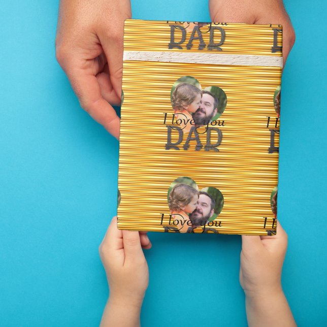 Jag älskar dig pappa foto ljusgul presentpapper (Skapare uppladdad)