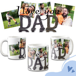 Jag älskar dig pappa rustic trästruktur fotokollag kaffemugg