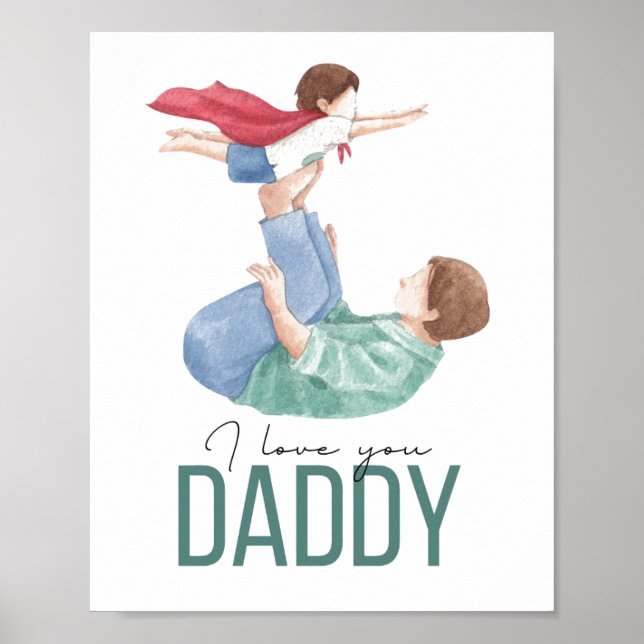 Jag älskar dig pappa Superhjälte Fader och barn Af Poster (Framsidan)