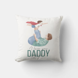 Jag älskar dig pappa Superhjältefar och barn kast Kudde