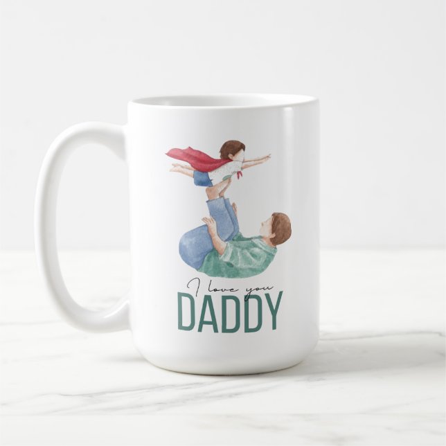 Jag älskar dig pappa Superhjältefar och barnkaffe Kaffemugg (Vänster)