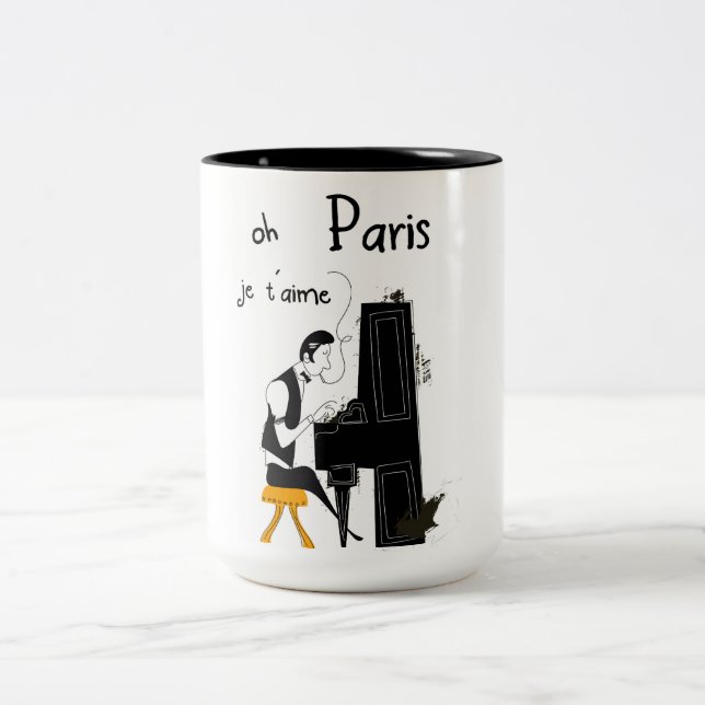 jag älskar dig Paris Två-Tonad Mugg (Center)