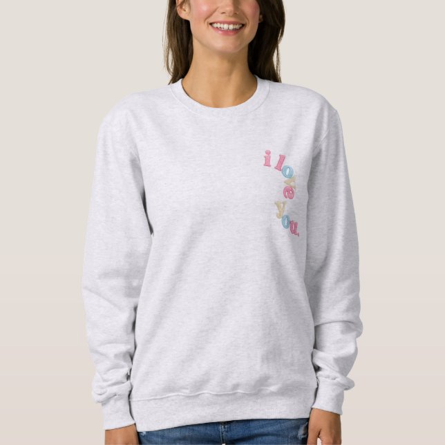 "jag älskar dig" Patch Style Hoodie | Estetisk Des T Shirt (Framsida)
