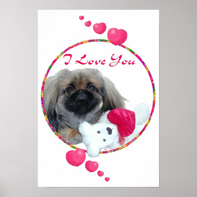 Jag älskar dig Pekingeser-valp Poster (Framsidan)